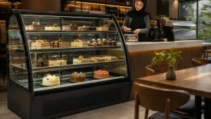 چیدمان سریع یخچال ویترینی کافی شاپ