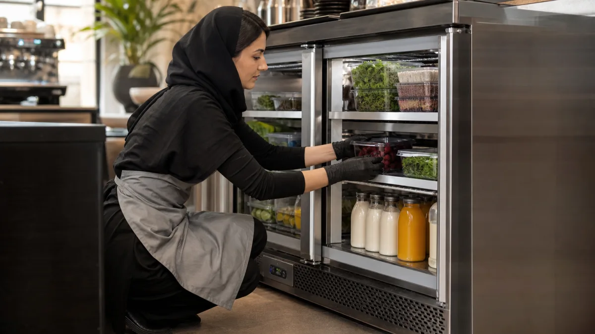 دسترسی سریع به یخچال صنعتی برای کافه